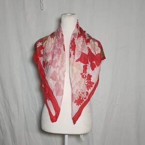 Floral Red and White Scarf